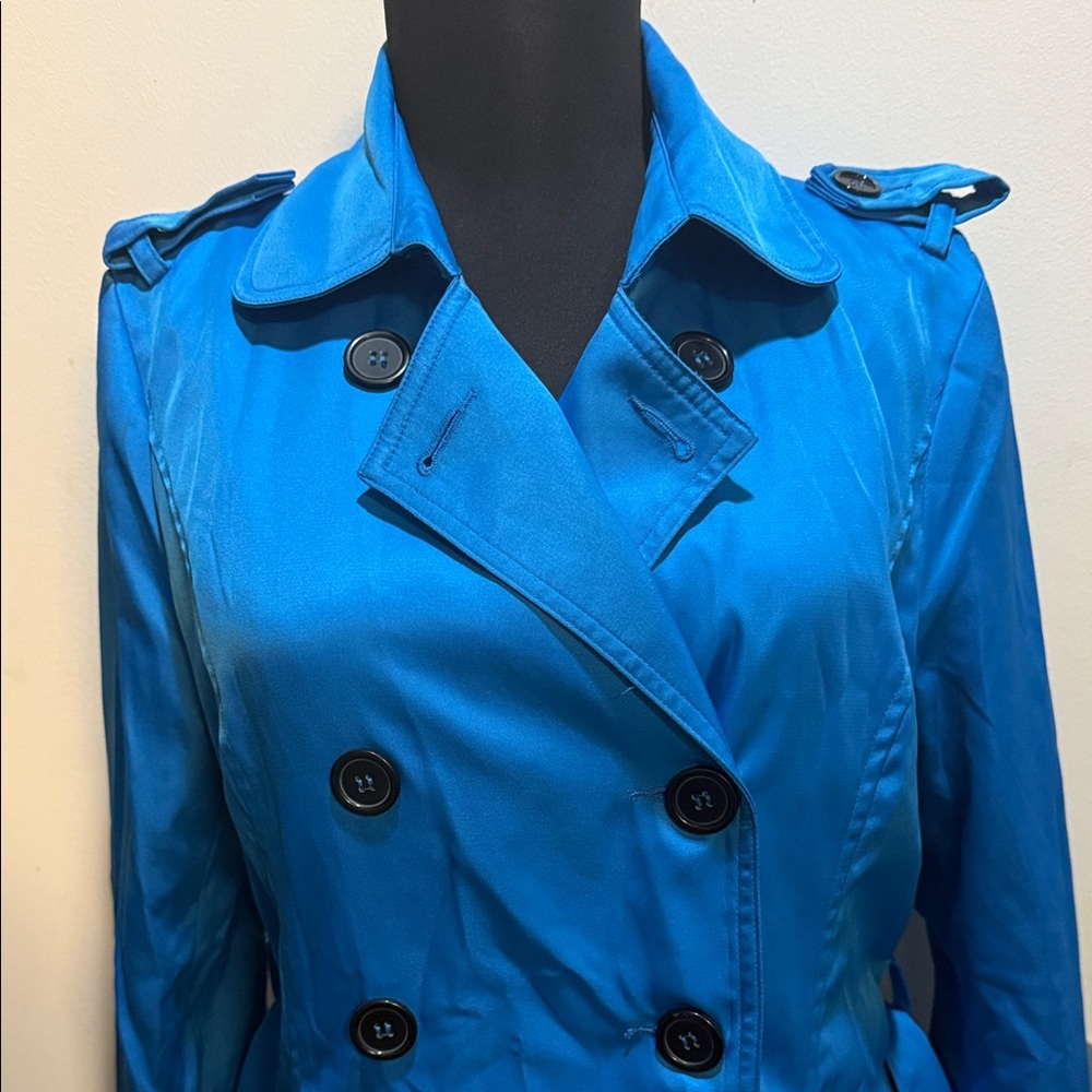 Cotton Candy Vibrant Blue Trench Coat - Picture 3 of 10